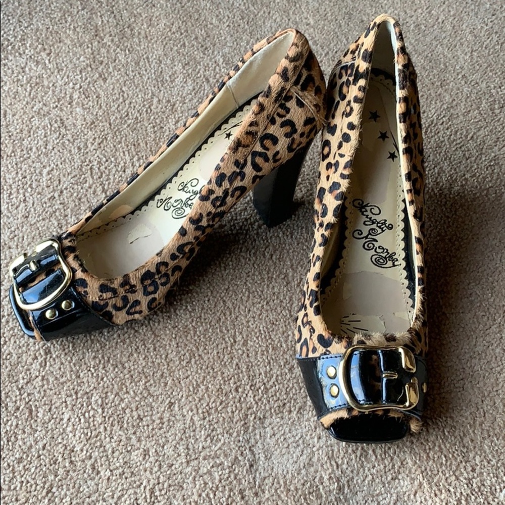 Naughty Monkey Leopard print peep toe heels